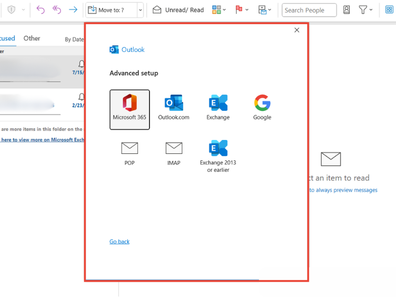 Cấu hình Outlook với giao thức POP